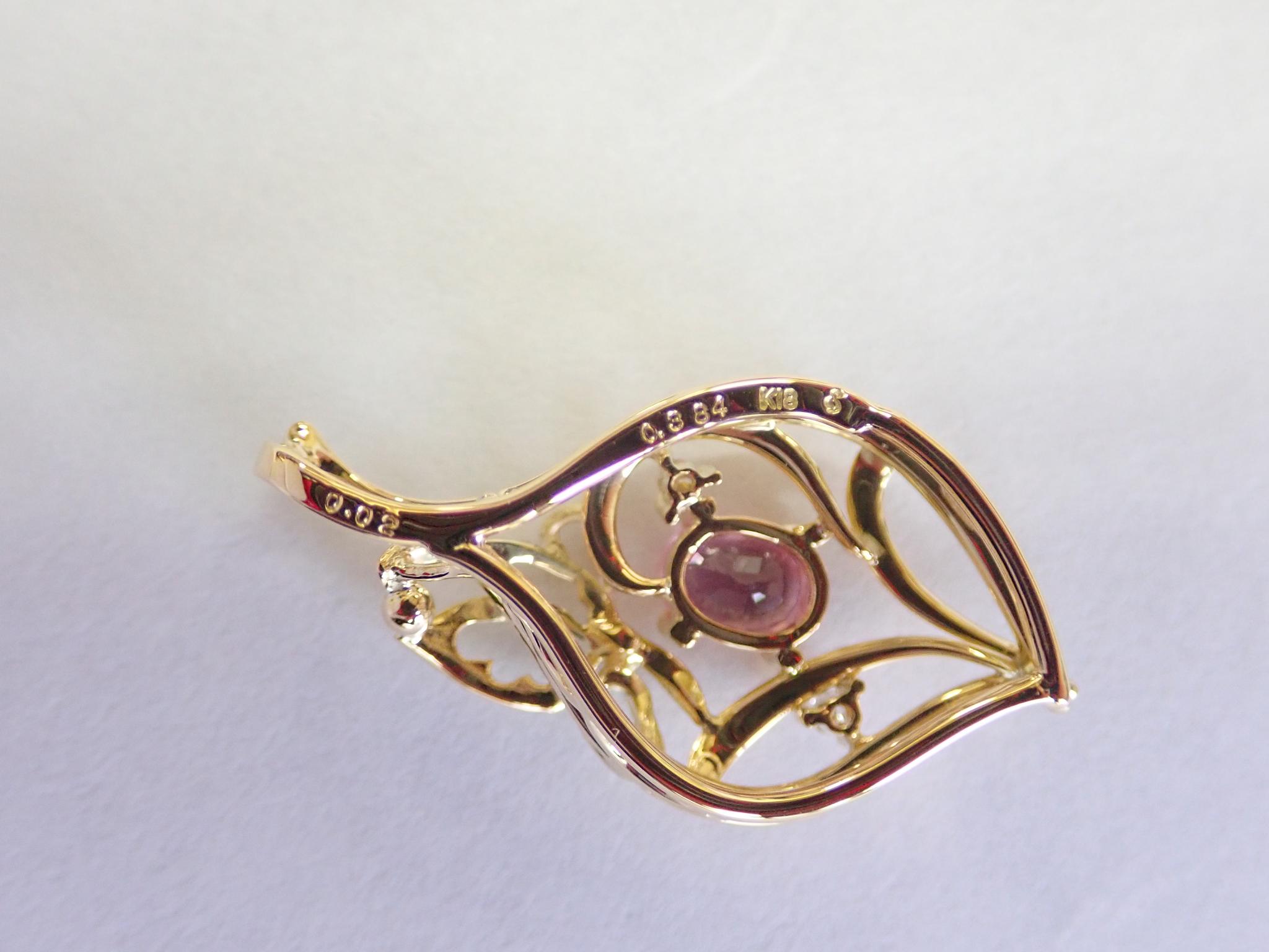 パパラチャサファイア（鑑別書付）「草原の景色」　ペンダントトップ　K18イエローゴールド　ダイヤモンド入り | 15枚目