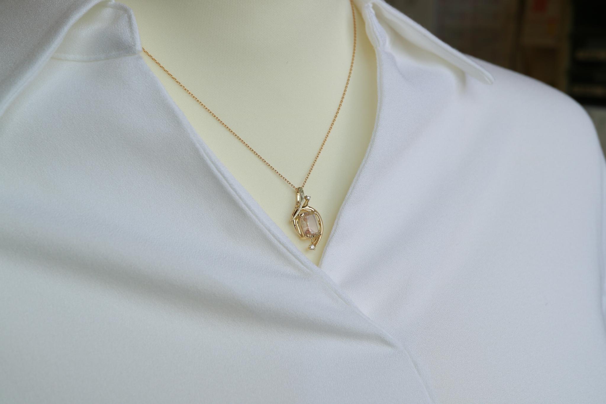 オレゴンサンストーン　クッションカット　シンプルスターダスト梨地　森羅スタンダードペンダントトップ１８金イエローゴールド | 6枚目