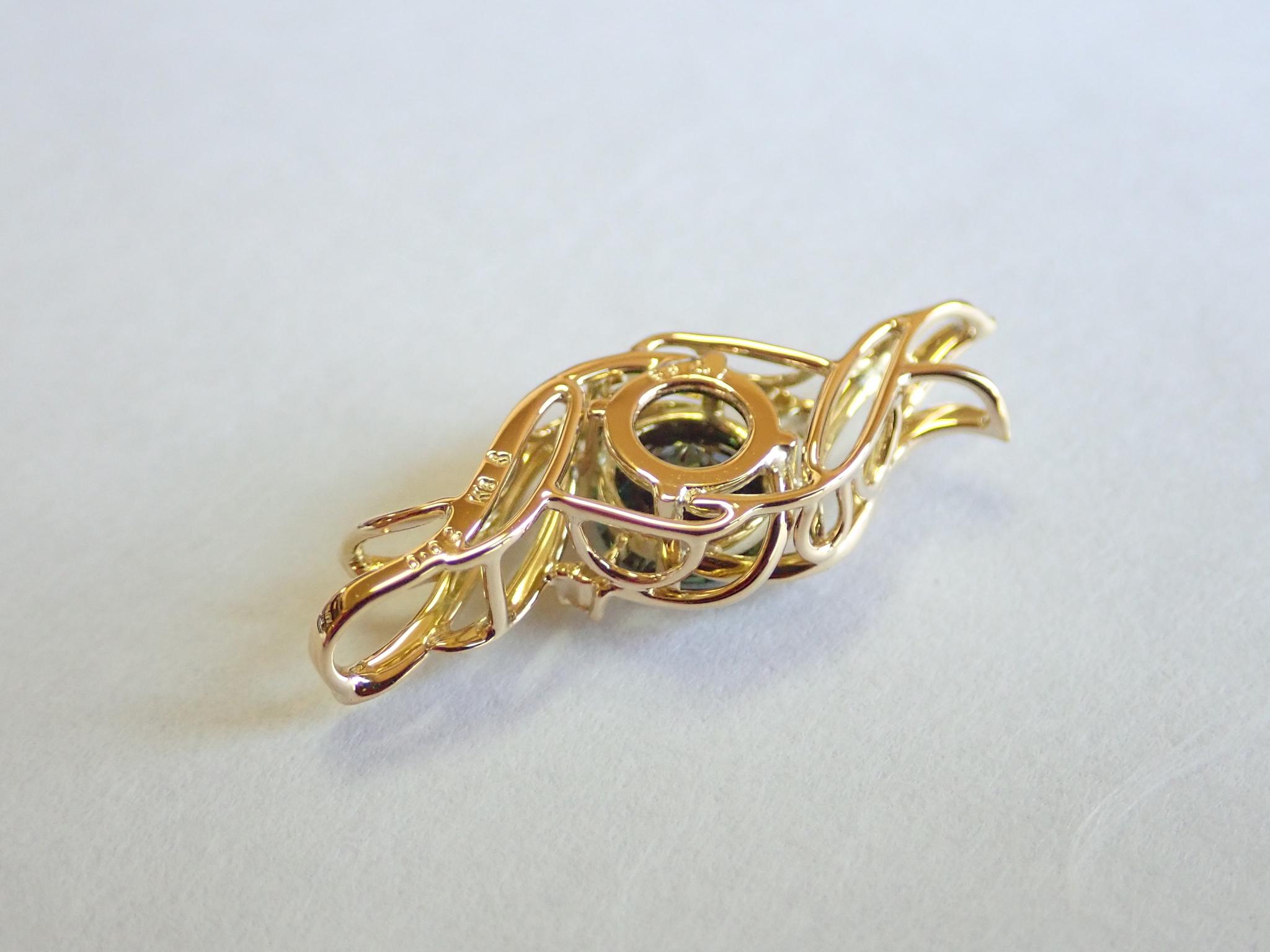 サファイア（ティールカラー）１カラットアップ　ソーティング付き　スターダスト梨地　ペンダントトップ１８金イエローゴールド | 14枚目