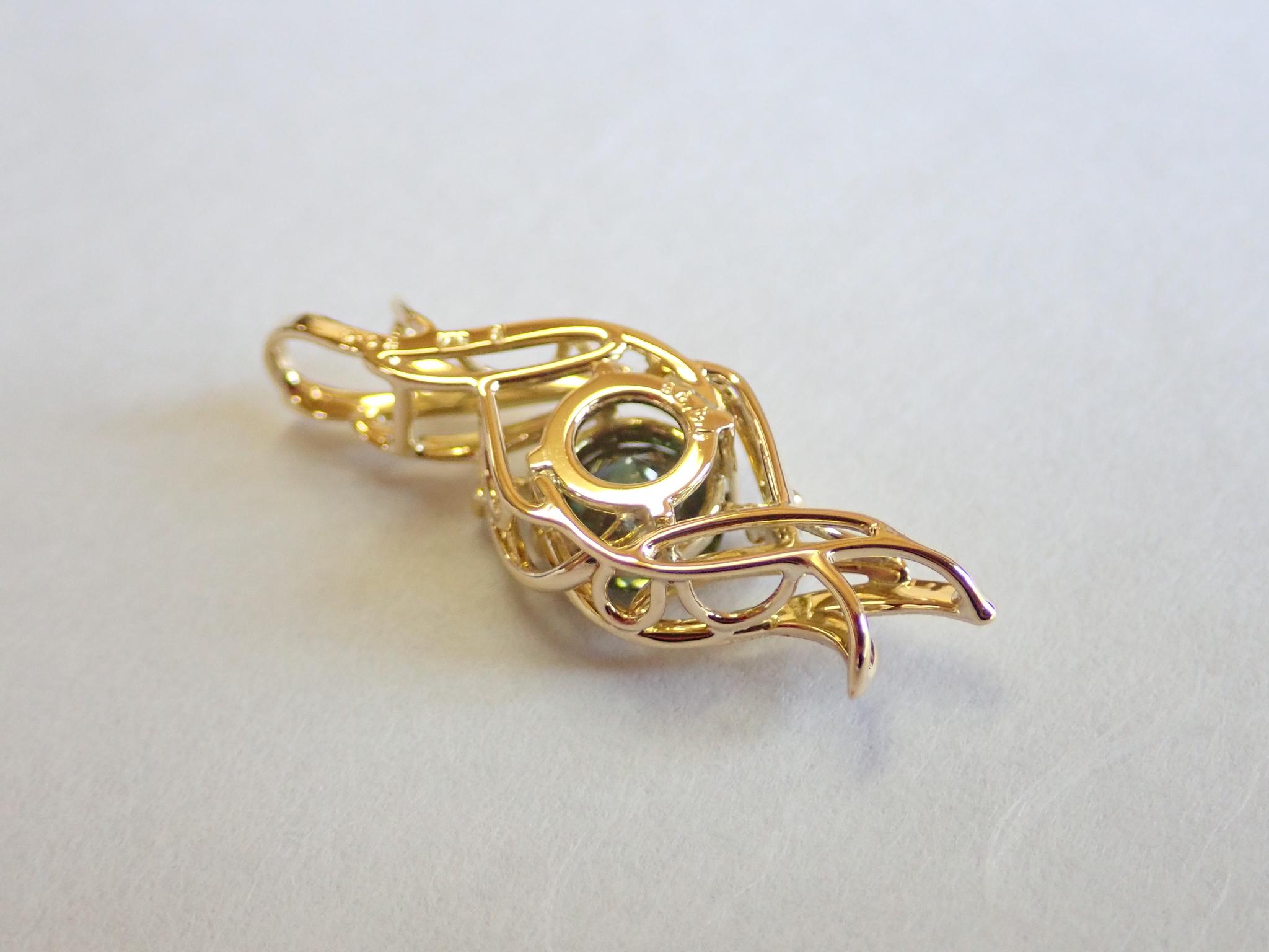 サファイア（ティールカラー）１カラットアップ　ソーティング付き　スターダスト梨地　ペンダントトップ１８金イエローゴールド | 15枚目