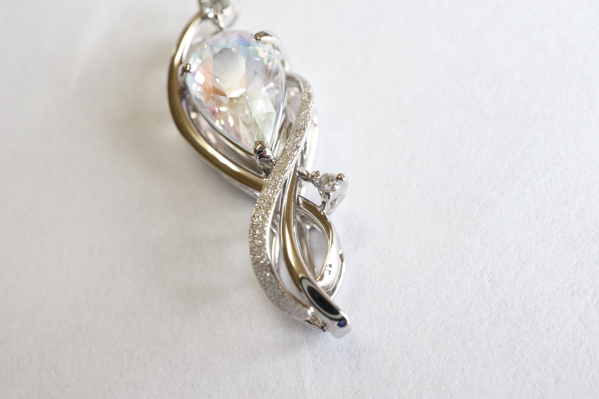 レインボーラブラドライト　１カラット大幅アップ　　「天女の羽衣」ペンダントトップ　プラチナ９００　ダイヤモンド入り | 7枚目