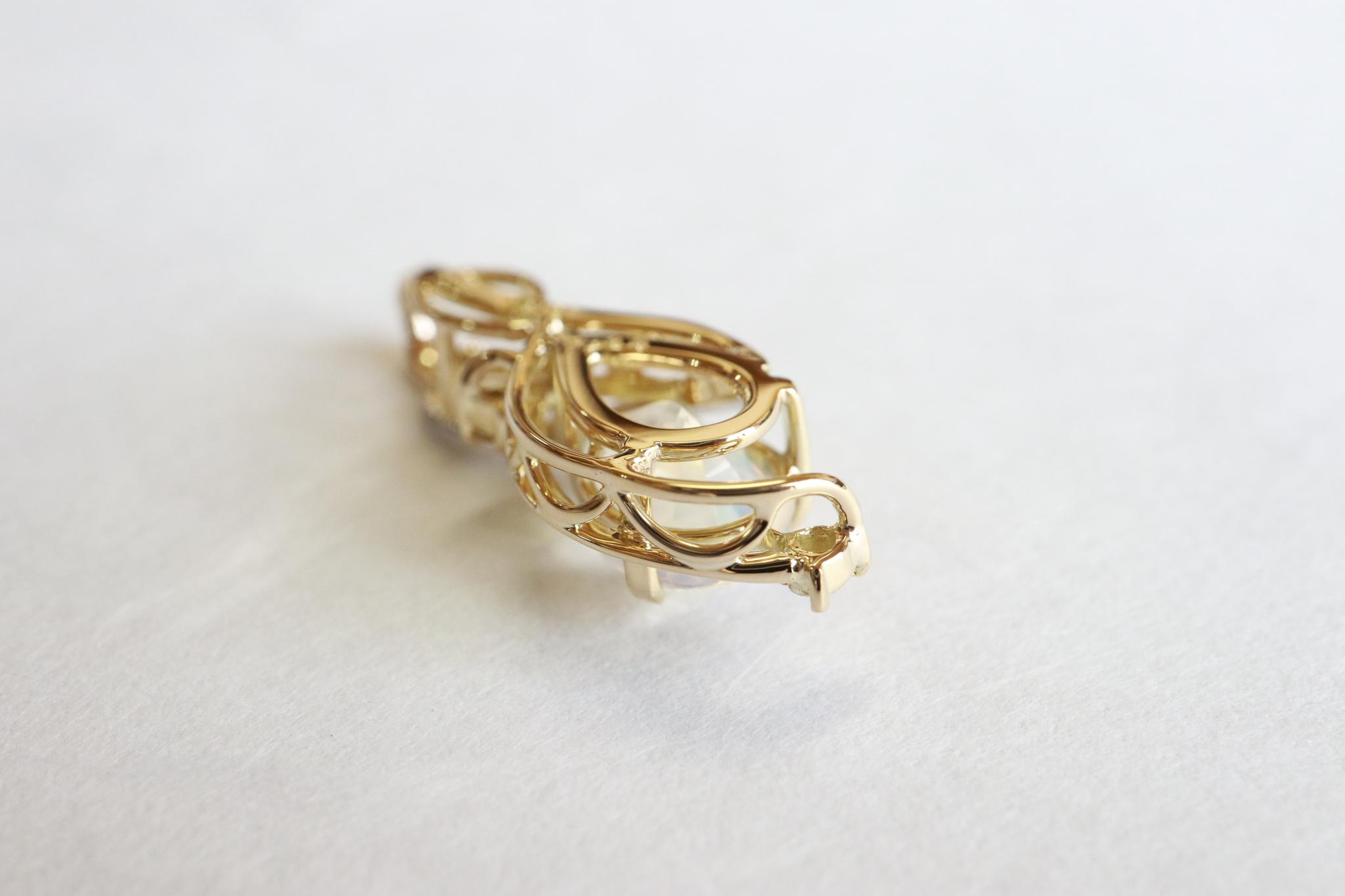 レインボーラブラドライト　天女の羽衣ペンダントトップ イエローゴールド プラチナコンビネーション　ダイヤモンド入り | 17枚目