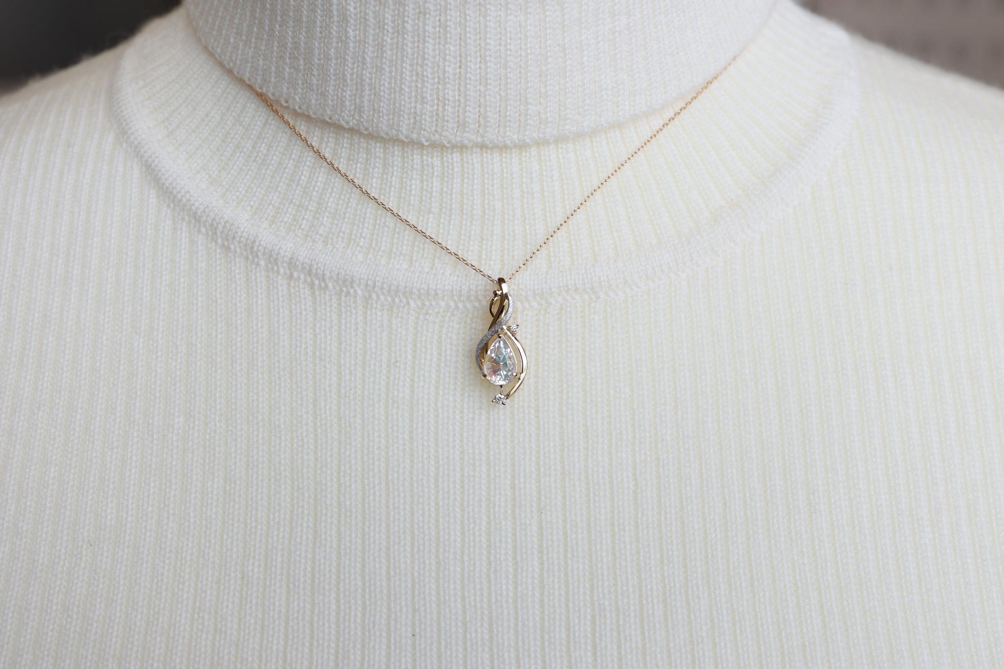 レインボーラブラドライト　天女の羽衣ペンダントトップ イエローゴールド プラチナコンビネーション　ダイヤモンド入り | 5枚目