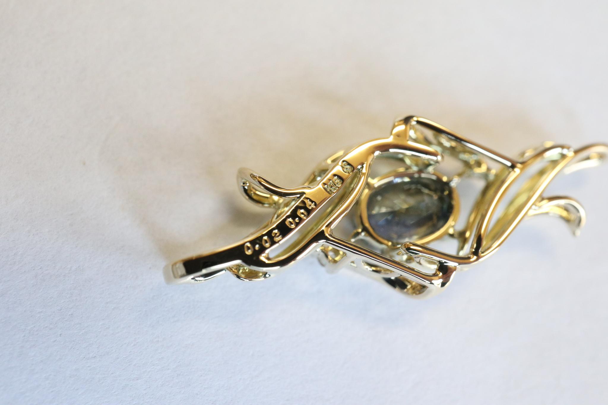 サファイア(ブルー&イエロー)「銀河」デザイン スターダスト梨地 ペンダントトップ18金イエローゴールド ダイヤ入り | 16枚目