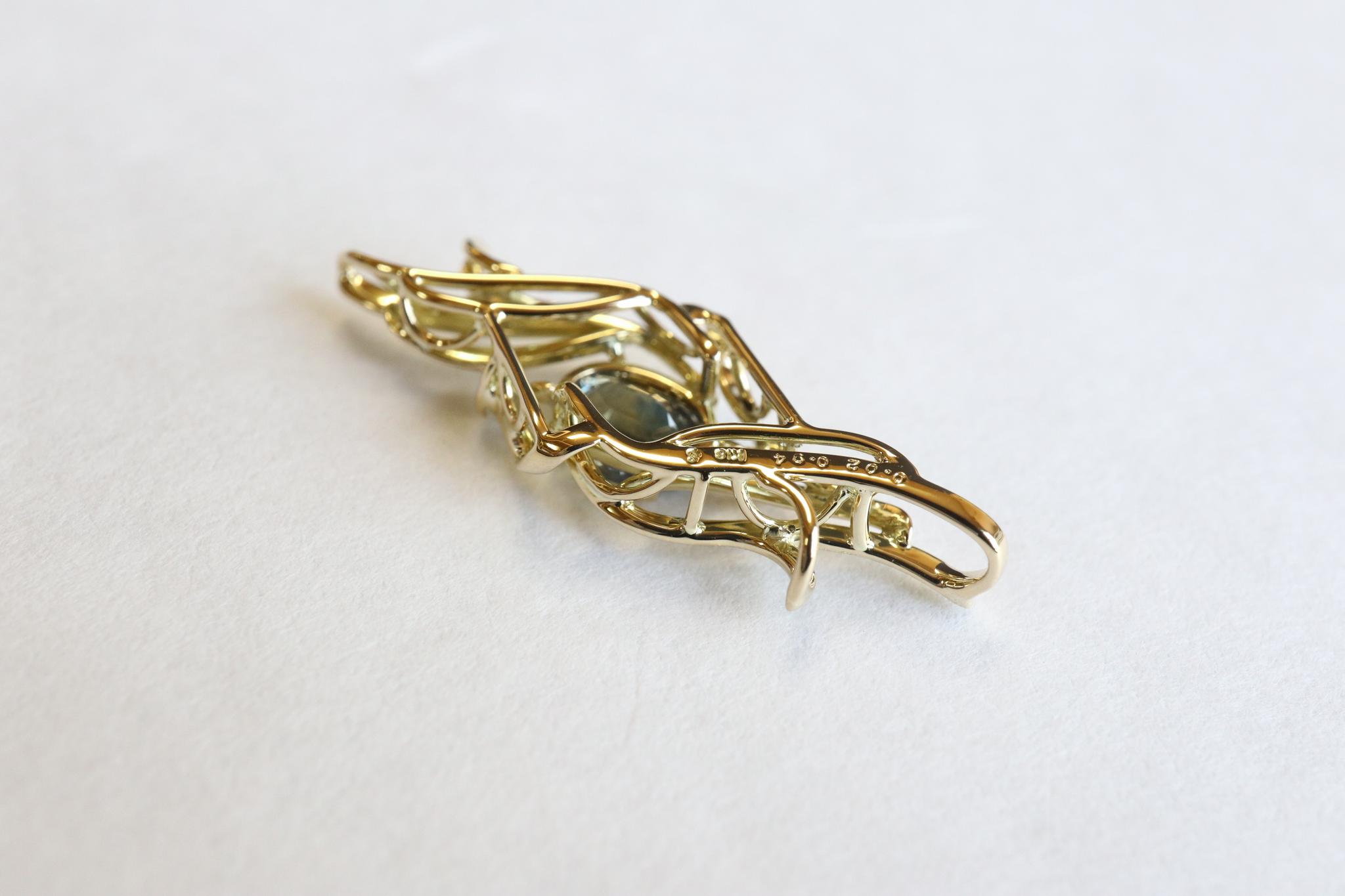 サファイア(ブルー&イエロー)「銀河」デザイン スターダスト梨地 ペンダントトップ18金イエローゴールド ダイヤ入り | 19枚目