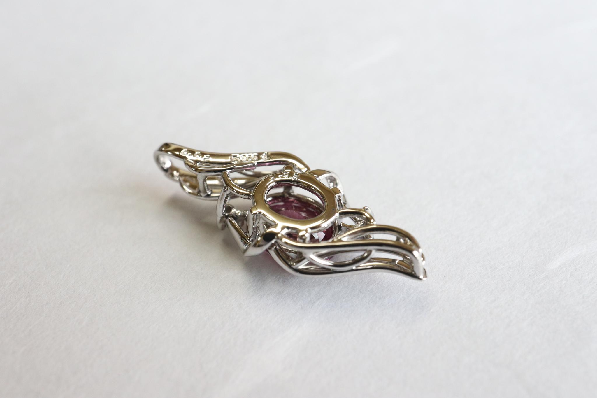 タンガガーネット シンプル「銀河」デザイン スターダスト梨地ペンダントトップ プラチナ900 ダイヤモンド入り | 16枚目