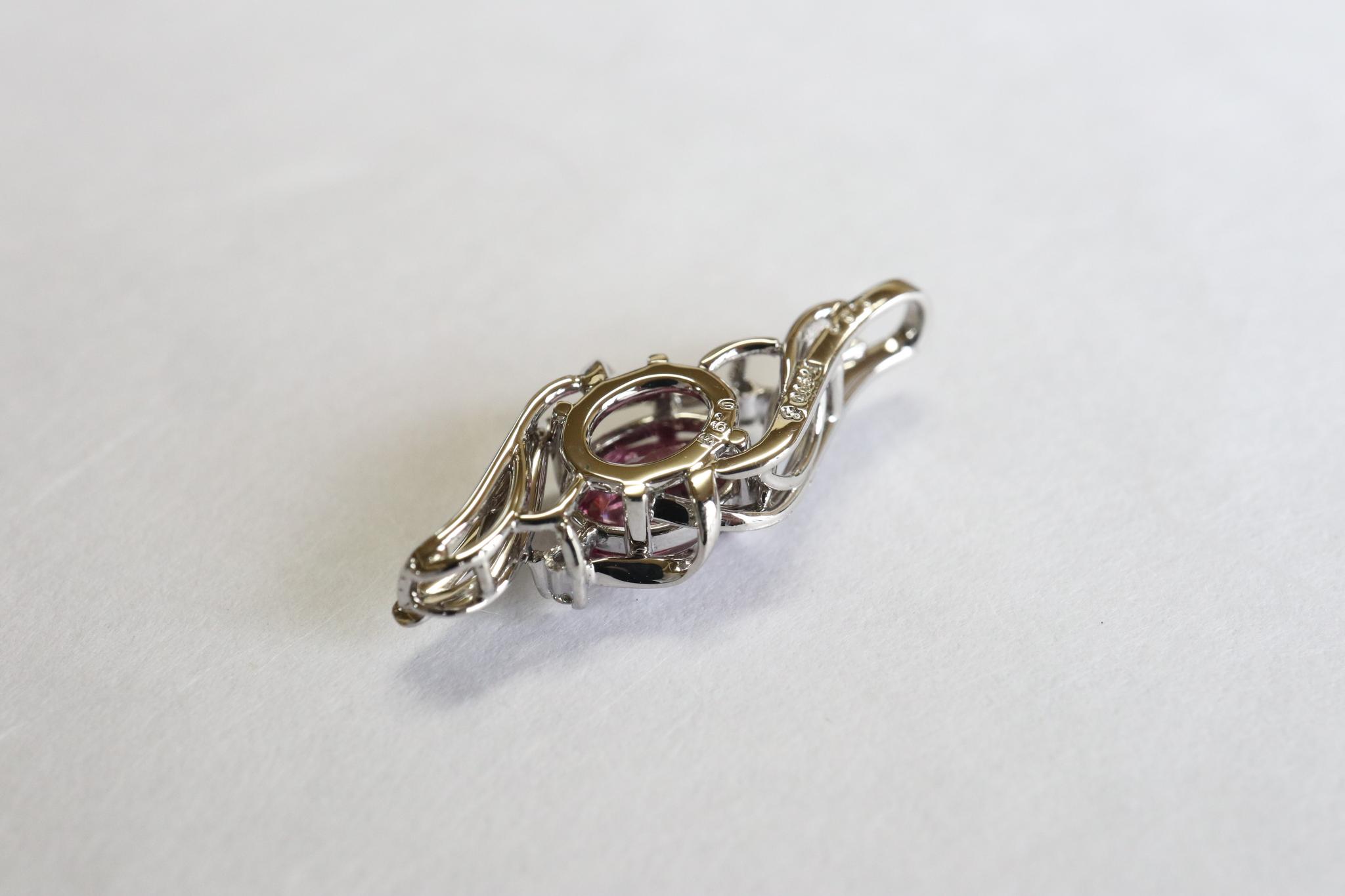 タンガガーネット シンプル「銀河」デザイン スターダスト梨地ペンダントトップ プラチナ900 ダイヤモンド入り | 17枚目