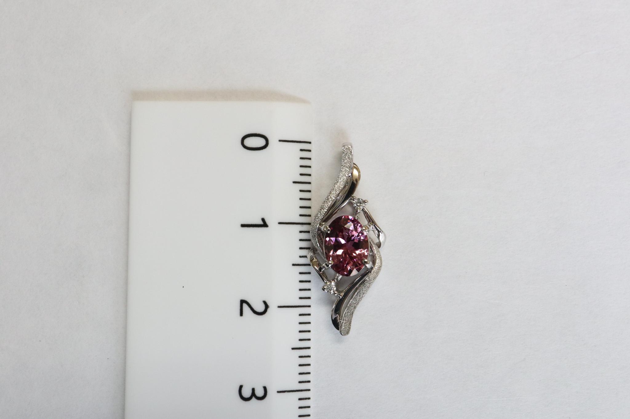 タンガガーネット シンプル「銀河」デザイン スターダスト梨地ペンダントトップ プラチナ900 ダイヤモンド入り | 19枚目